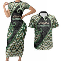 Custom Aotearoa Atua Papatuanuku Couples Matching Short Sleeve Bodycon Dress and Hawaiian Shirt Earth Mother Father Koru Patterns