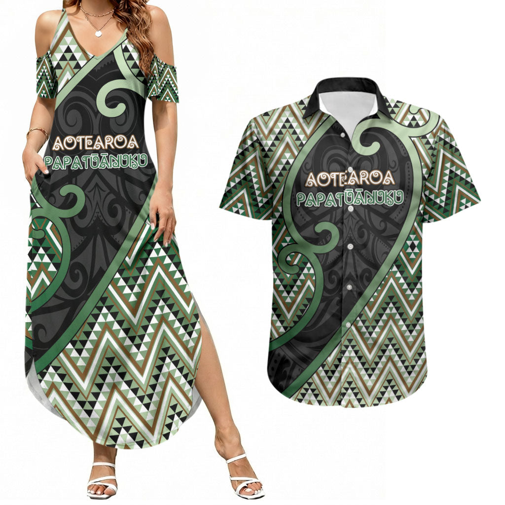 Custom Aotearoa Atua Papatuanuku Couples Matching Summer Maxi Dress and Hawaiian Shirt Earth Mother Father Koru Patterns