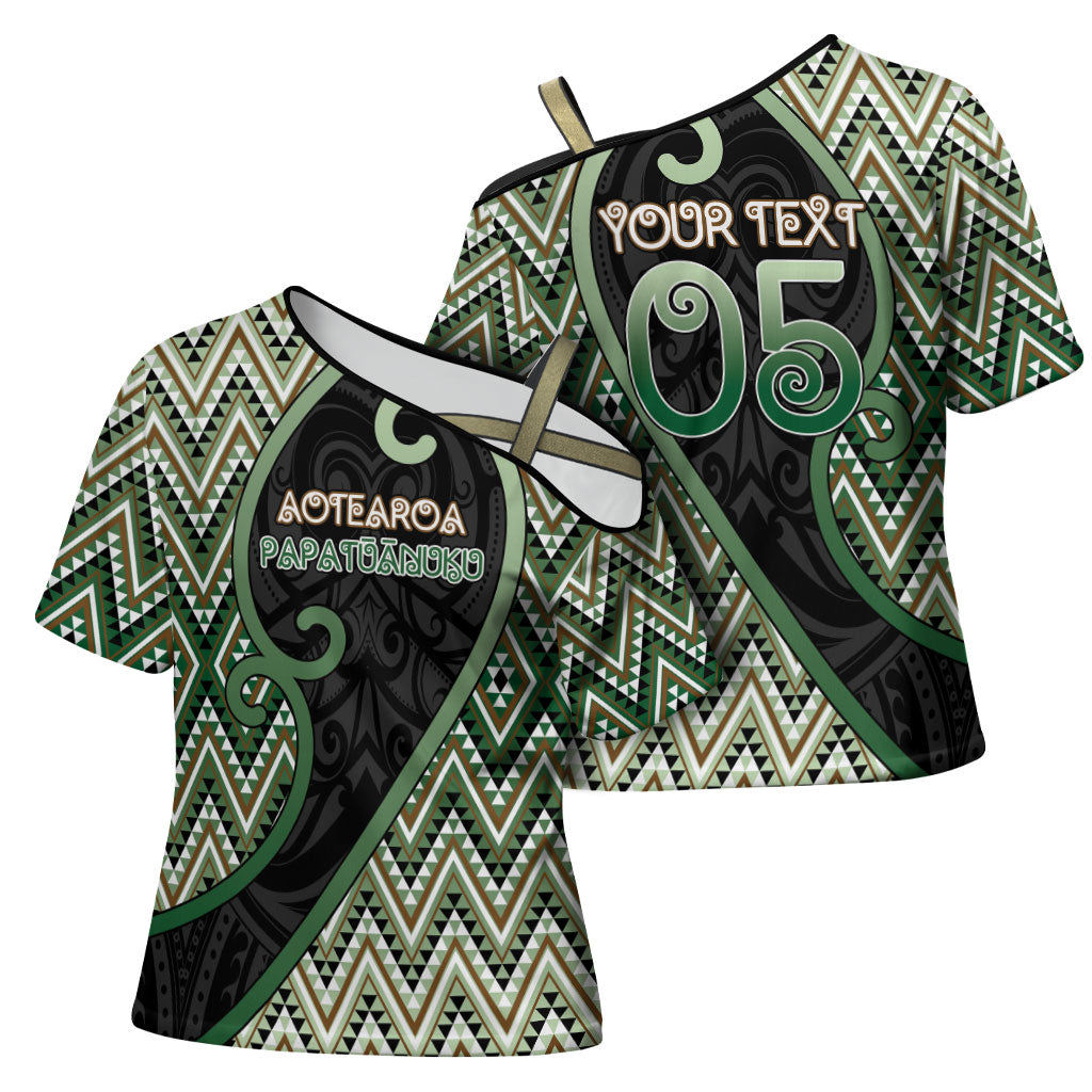 Custom Aotearoa Atua Papatuanuku Cross Shoulder Shirt Earth Mother Father Koru Patterns