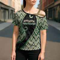 Custom Aotearoa Atua Papatuanuku Cross Shoulder Shirt Earth Mother Father Koru Patterns