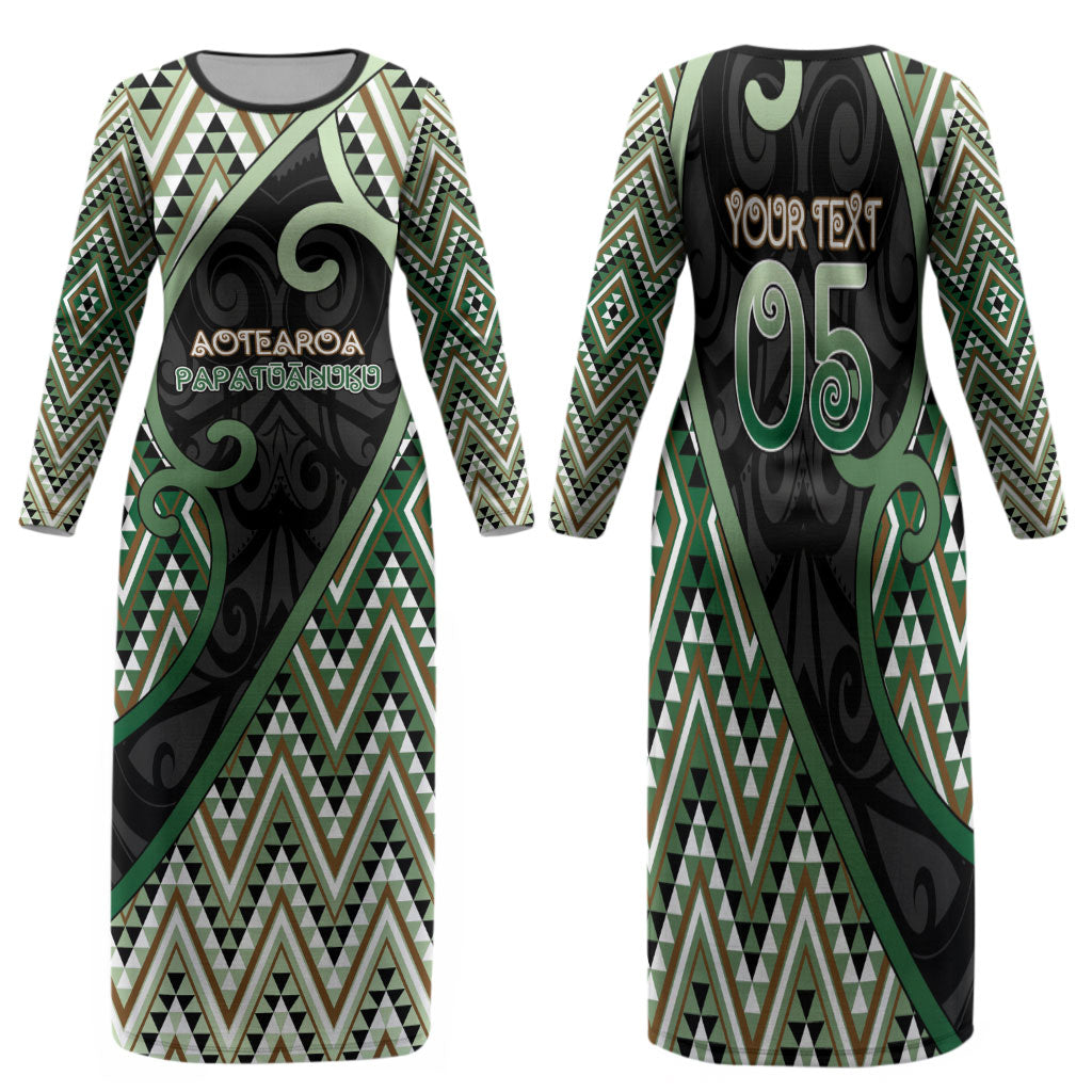 Custom Aotearoa Atua Papatuanuku Family Matching Long Sleeve Bodycon Dress and Hawaiian Shirt Earth Mother Father Koru Patterns