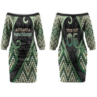 Custom Aotearoa Atua Papatuanuku Family Matching Off The Shoulder Long Sleeve Dress and Hawaiian Shirt Earth Mother Father Koru Patterns