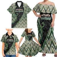 Custom Aotearoa Atua Papatuanuku Family Matching Off Shoulder Maxi Dress and Hawaiian Shirt Earth Mother Father Koru Patterns