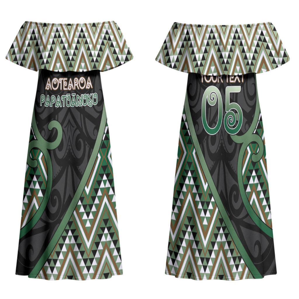 Custom Aotearoa Atua Papatuanuku Family Matching Off Shoulder Maxi Dress and Hawaiian Shirt Earth Mother Father Koru Patterns