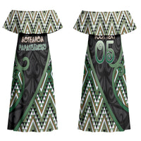 Custom Aotearoa Atua Papatuanuku Family Matching Off Shoulder Maxi Dress and Hawaiian Shirt Earth Mother Father Koru Patterns