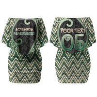 Custom Aotearoa Atua Papatuanuku Family Matching Off Shoulder Short Dress and Hawaiian Shirt Earth Mother Father Koru Patterns