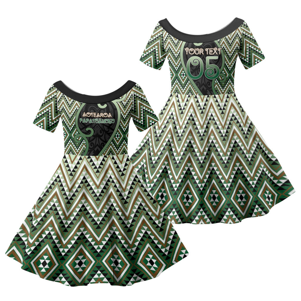 Custom Aotearoa Atua Papatuanuku Family Matching Off Shoulder Short Dress and Hawaiian Shirt Earth Mother Father Koru Patterns