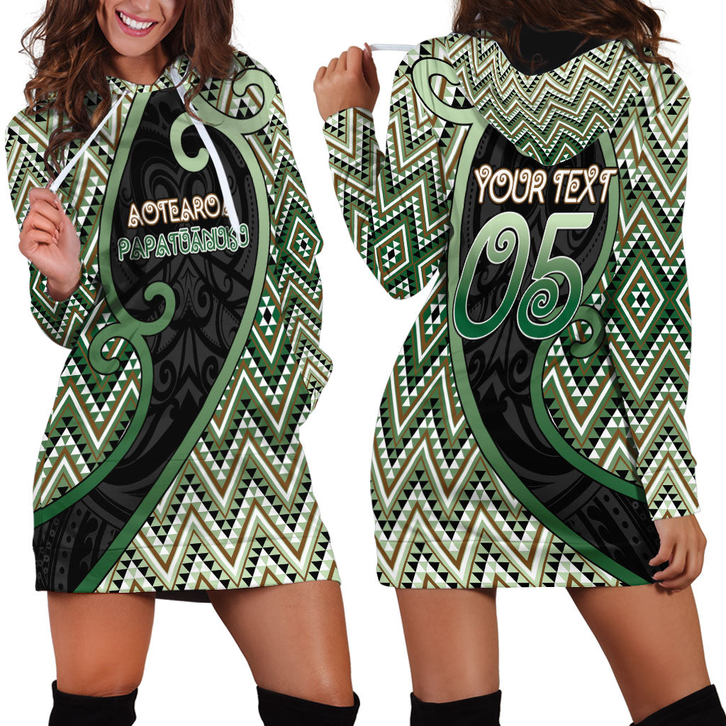 Custom Aotearoa Atua Papatuanuku Hoodie Dress Earth Mother Father Koru Patterns