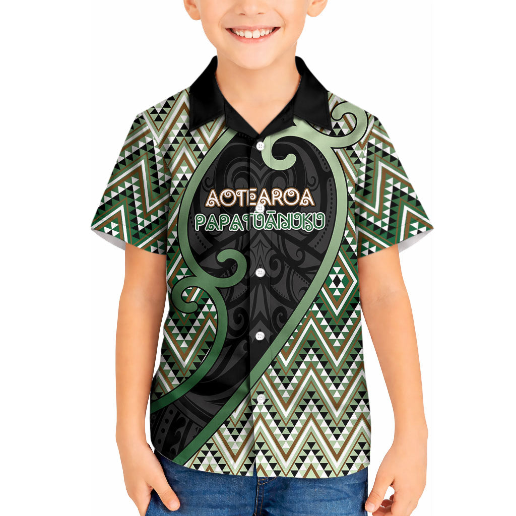 Custom Aotearoa Atua Papatuanuku Kid Hawaiian Shirt Earth Mother Father Koru Patterns