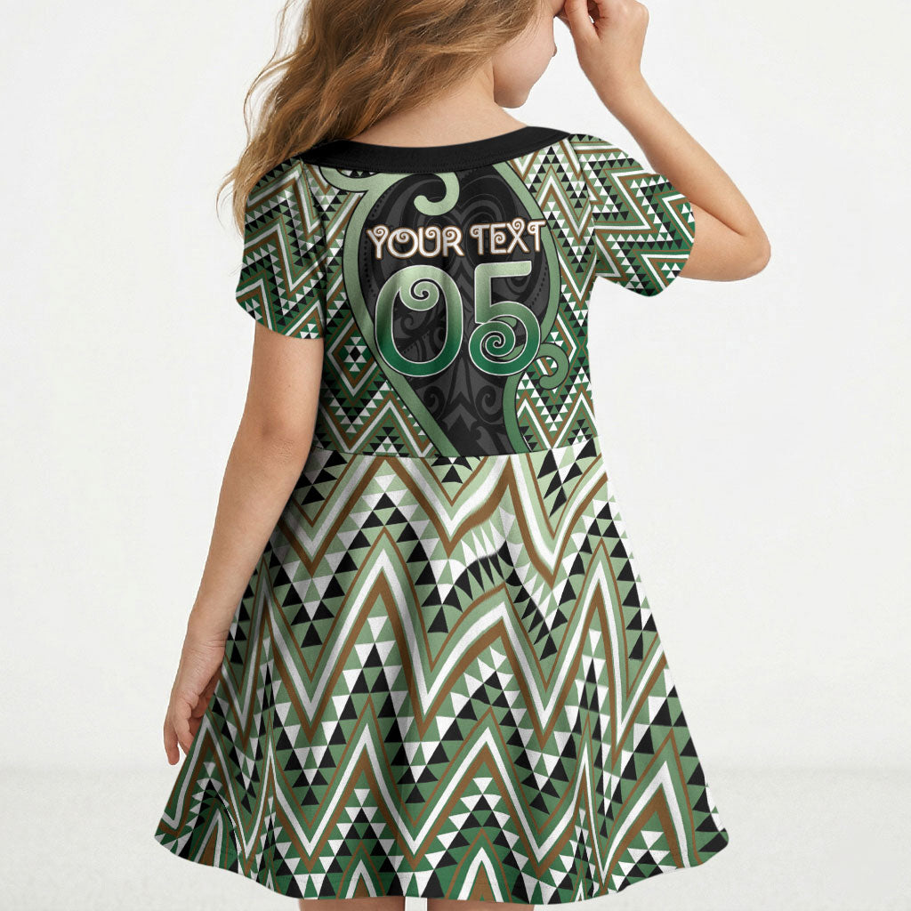 Custom Aotearoa Atua Papatuanuku Kid Short Sleeve Dress Earth Mother Father Koru Patterns