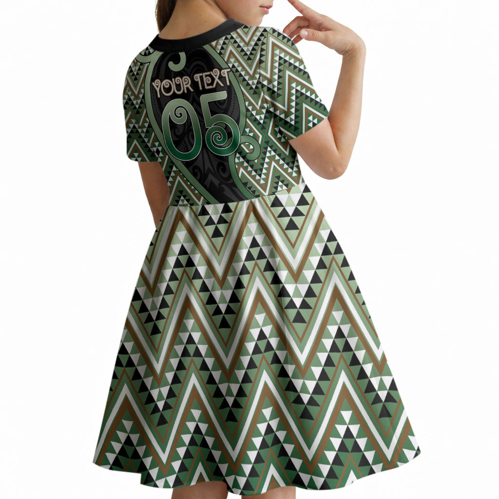 Custom Aotearoa Atua Papatuanuku Kid Short Sleeve Dress Earth Mother Father Koru Patterns