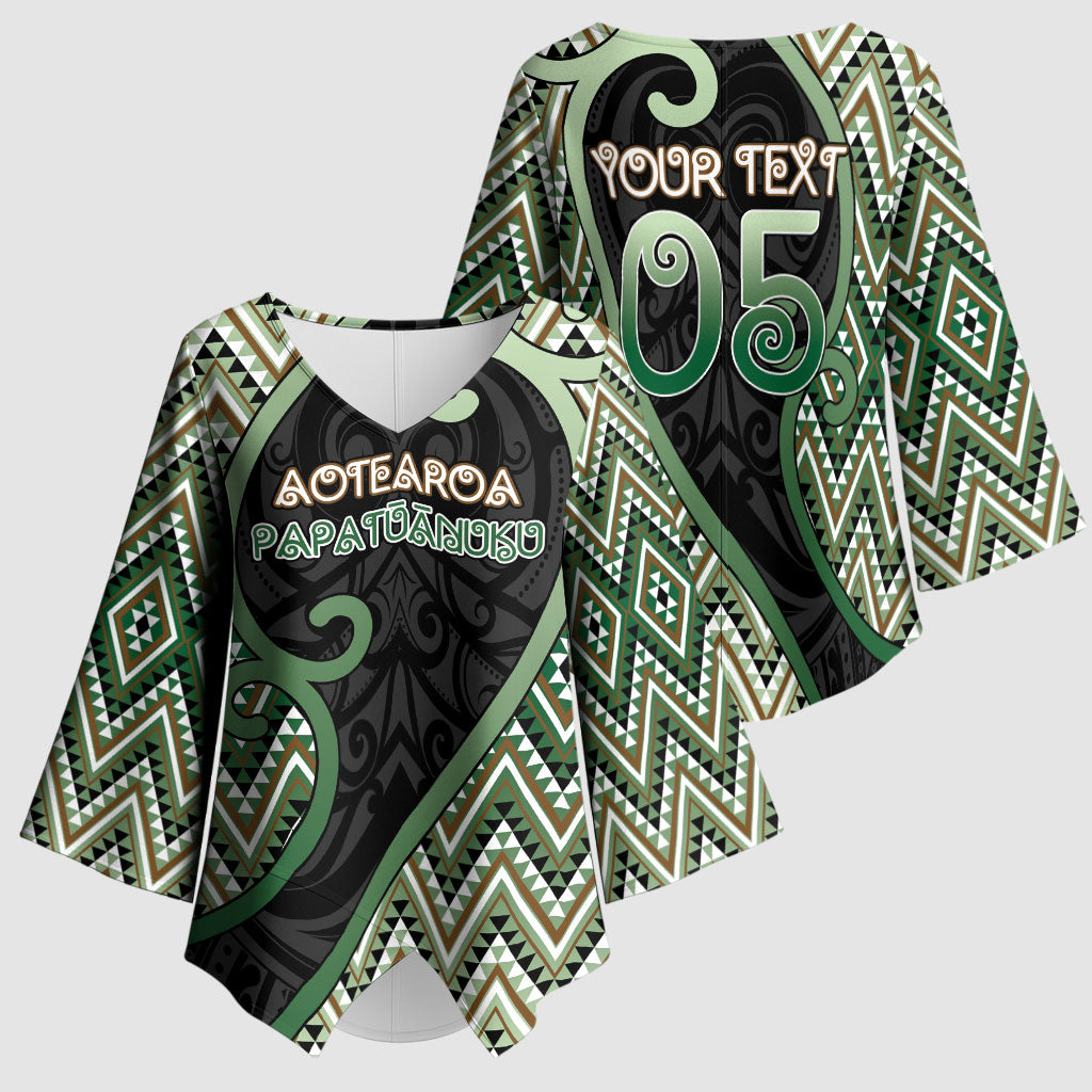 Custom Aotearoa Atua Papatuanuku Kimono Sleeve Blouse Earth Mother Father Koru Patterns