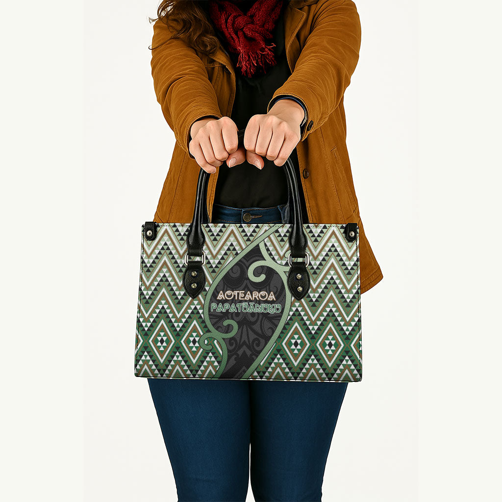 Aotearoa Atua Papatuanuku Leather Bag Earth Mother Father Koru Patterns