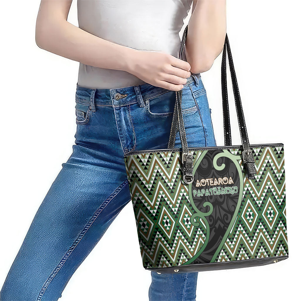 Aotearoa Atua Papatuanuku Leather Tote Bag Earth Mother Father Koru Patterns