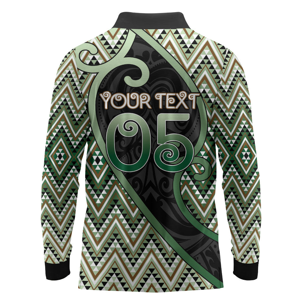 Custom Aotearoa Atua Papatuanuku Long Sleeve Polo Shirt Earth Mother Father Koru Patterns