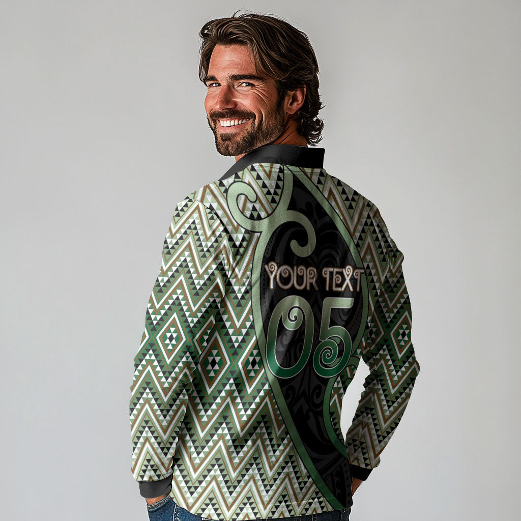 Custom Aotearoa Atua Papatuanuku Long Sleeve Polo Shirt Earth Mother Father Koru Patterns