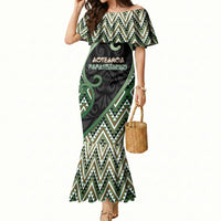 Custom Aotearoa Atua Papatuanuku Mermaid Dress Earth Mother Father Koru Patterns