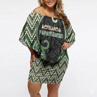 Custom Aotearoa Atua Papatuanuku Off Shoulder Short Dress Earth Mother Father Koru Patterns