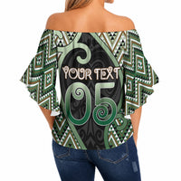Custom Aotearoa Atua Papatuanuku Off Shoulder Wrap Waist Top Earth Mother Father Koru Patterns
