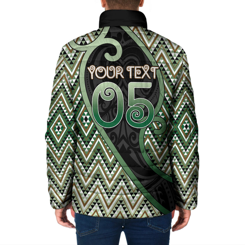 Custom Aotearoa Atua Papatuanuku Padded Jacket Earth Mother Father Koru Patterns