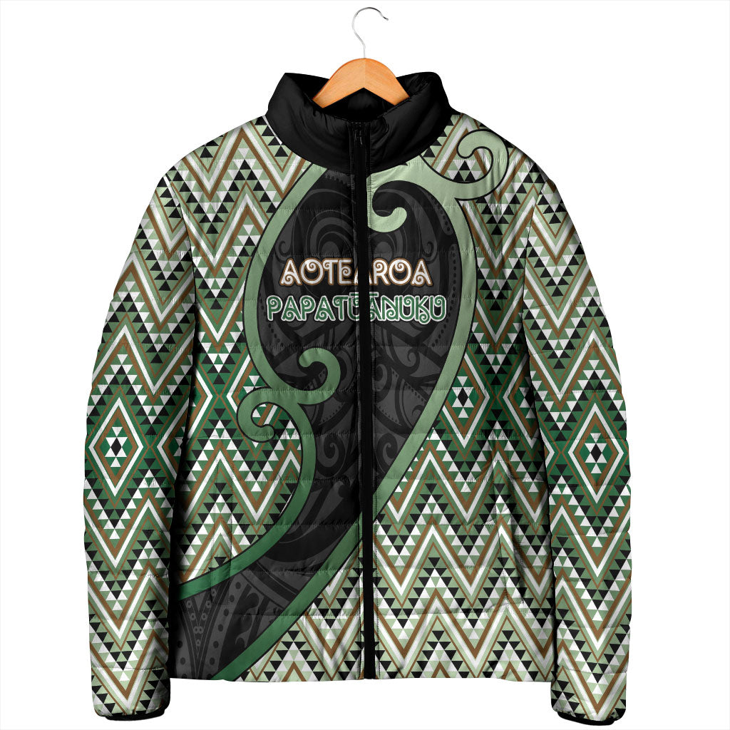 Custom Aotearoa Atua Papatuanuku Padded Jacket Earth Mother Father Koru Patterns