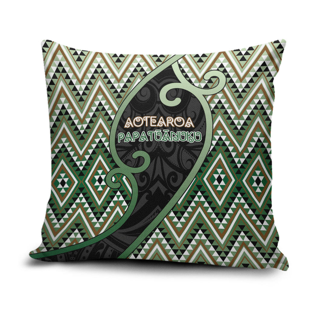 Aotearoa Atua Papatuanuku Pillow Cover Earth Mother Father Koru Patterns DT05 Green - Polynesian Pride