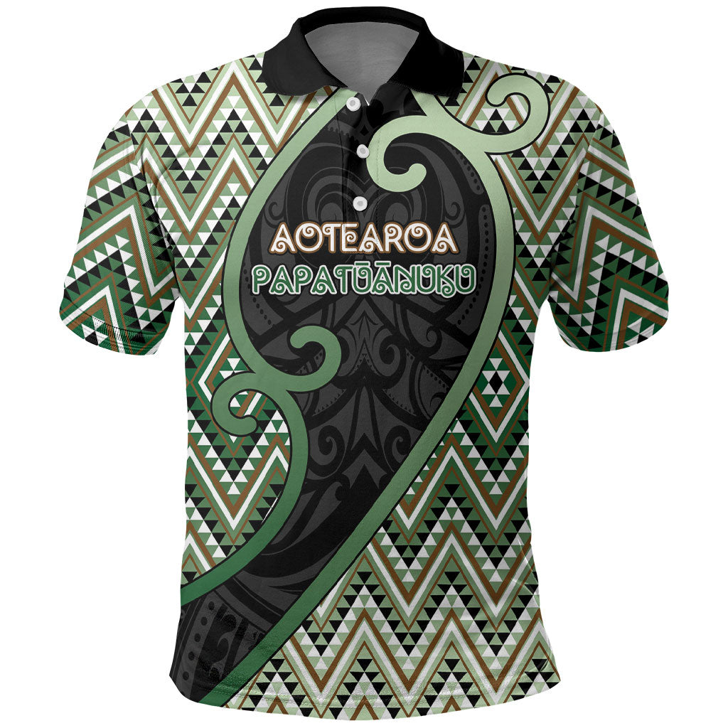 Custom Aotearoa Atua Papatuanuku Polo Shirt Earth Mother Father Koru Patterns DT05 Green - Polynesian Pride