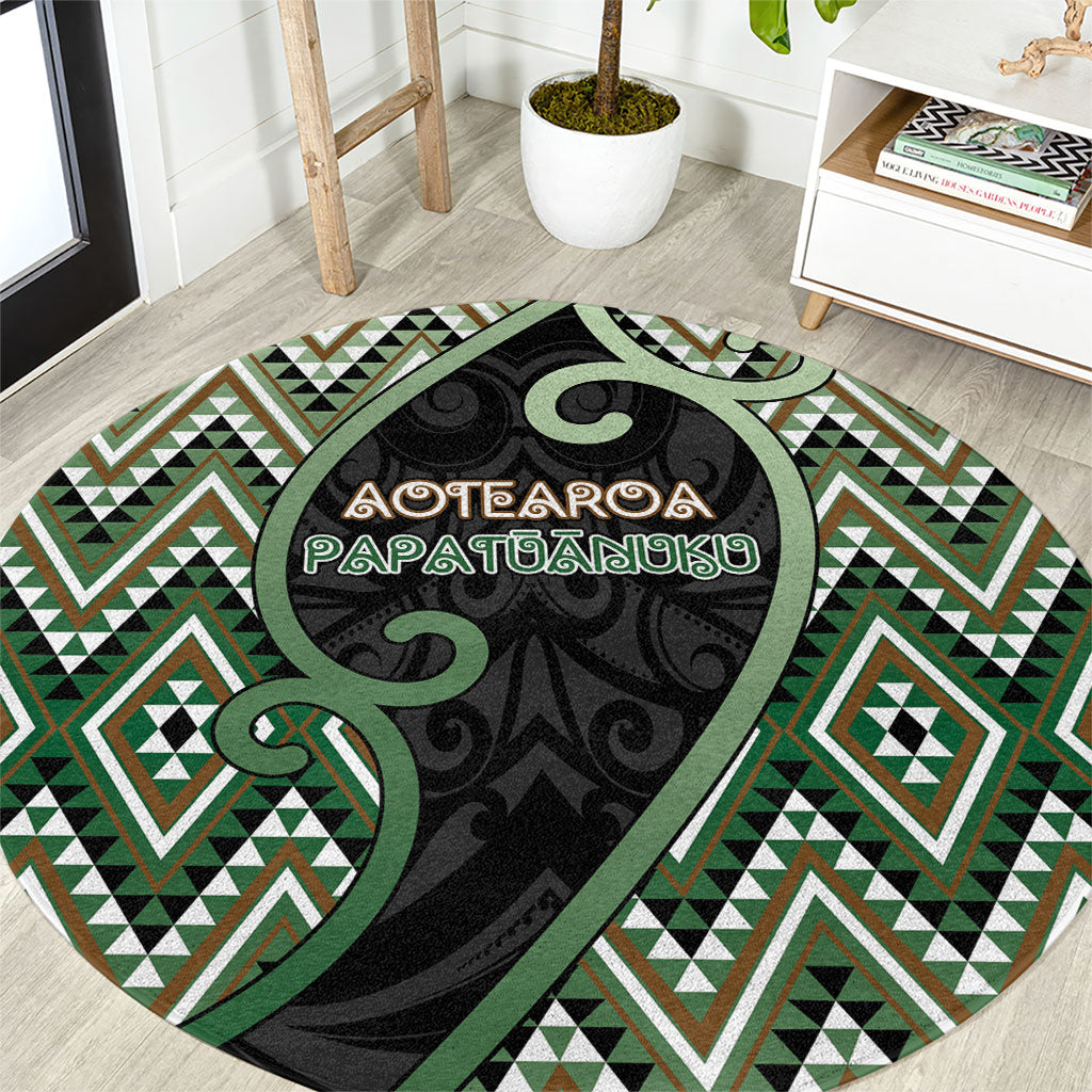 Aotearoa Atua Papatuanuku Round Carpet Earth Mother Father Koru Patterns