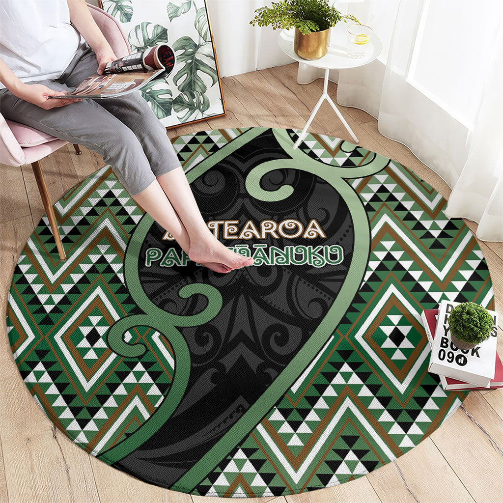 Aotearoa Atua Papatuanuku Round Carpet Earth Mother Father Koru Patterns