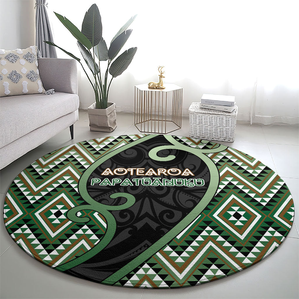 Aotearoa Atua Papatuanuku Round Carpet Earth Mother Father Koru Patterns