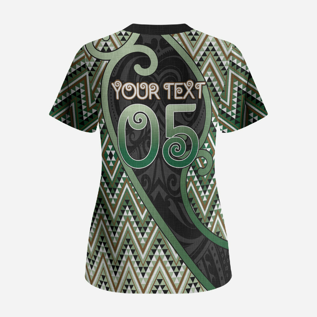 Custom Aotearoa Atua Papatuanuku Scrub Top Earth Mother Father Koru Patterns