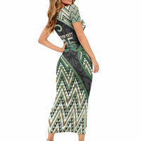 Custom Aotearoa Atua Papatuanuku Short Sleeve Bodycon Dress Earth Mother Father Koru Patterns