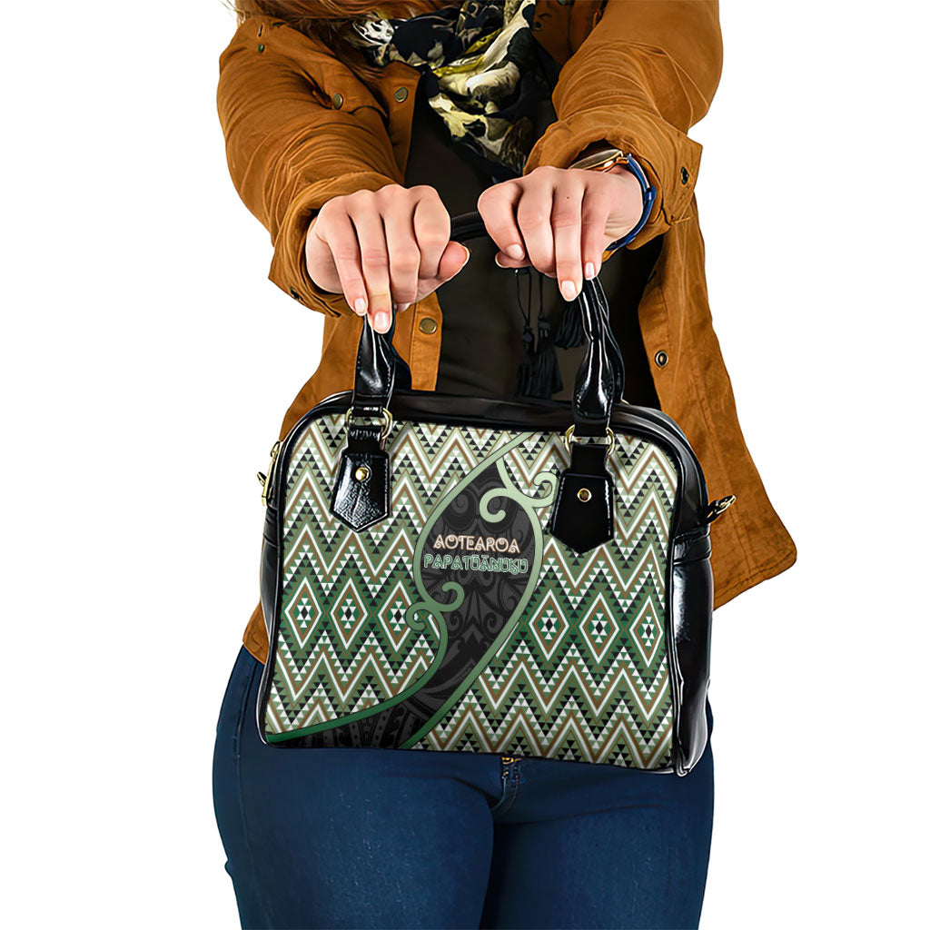 Aotearoa Atua Papatuanuku Shoulder Handbag Earth Mother Father Koru Patterns DT05 One Size Green - Polynesian Pride