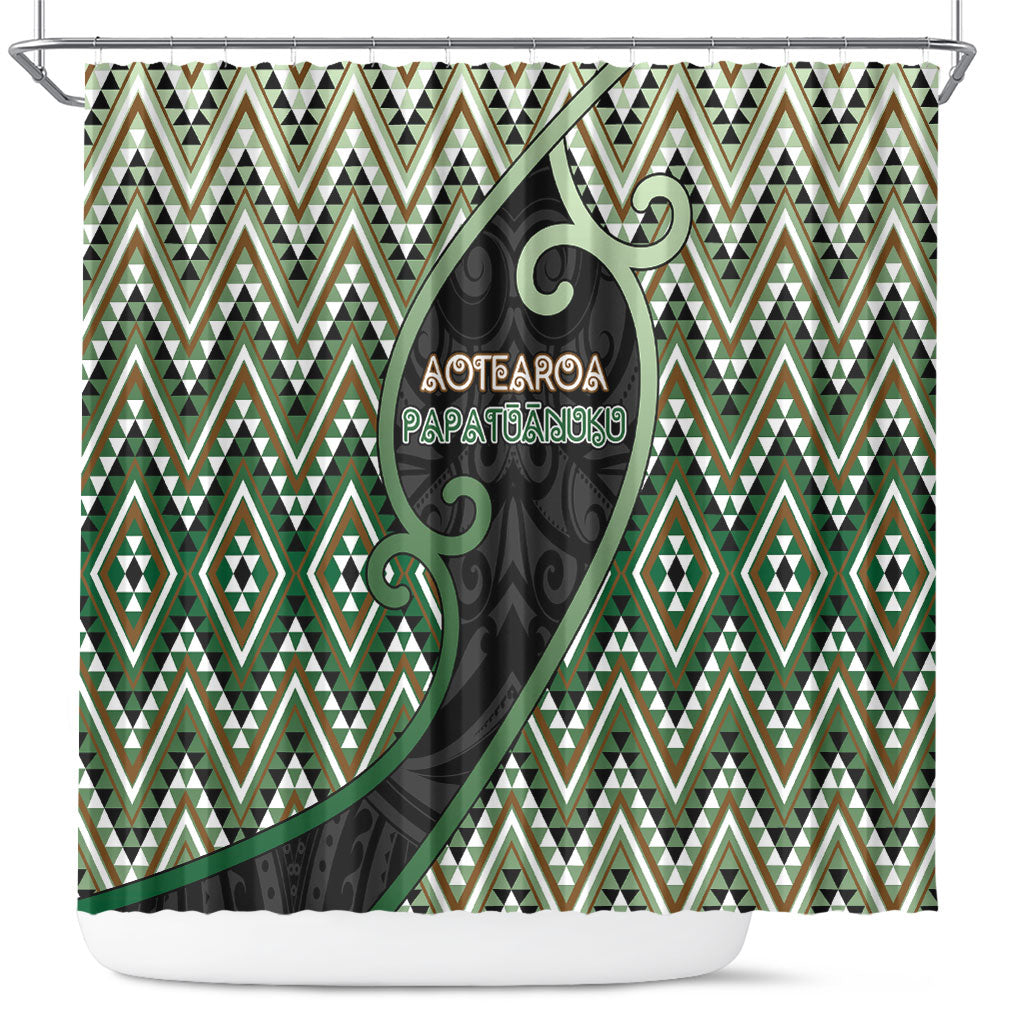 Aotearoa Atua Papatuanuku Shower Curtain Earth Mother Father Koru Patterns