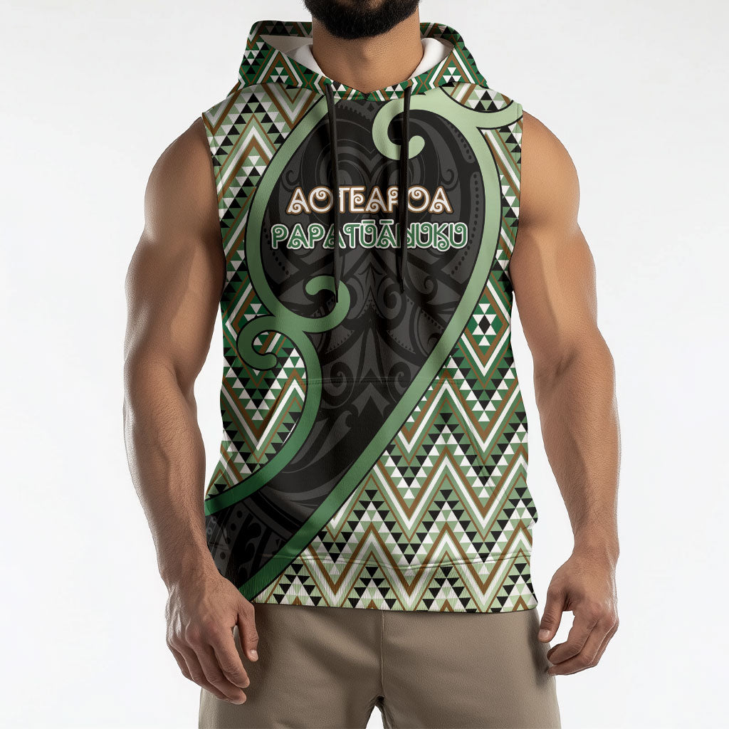 Custom Aotearoa Atua Papatuanuku Sleeveless Hoodie Earth Mother Father Koru Patterns