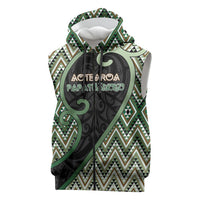 Custom Aotearoa Atua Papatuanuku Sleeveless Zip Hoodie Earth Mother Father Koru Patterns