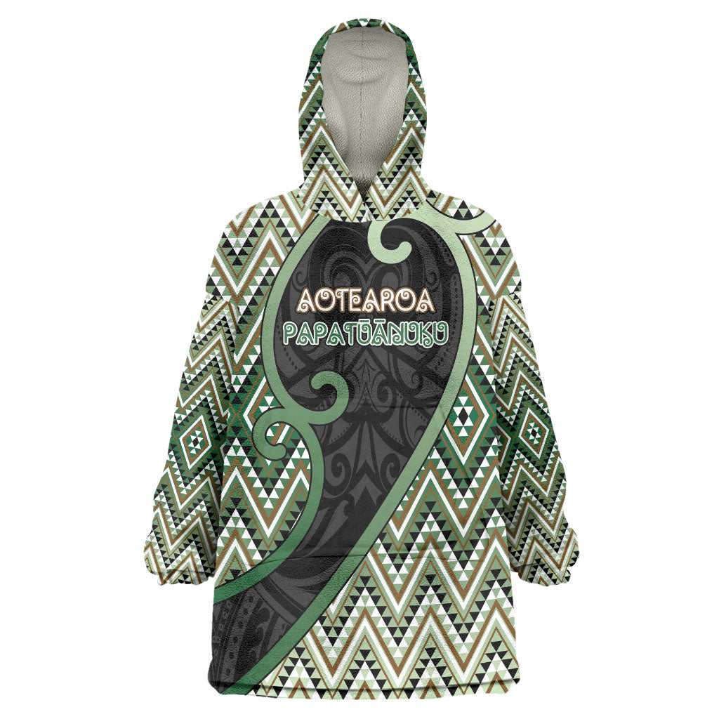 Custom Aotearoa Atua Papatuanuku Wearable Blanket Hoodie Earth Mother Father Koru Patterns