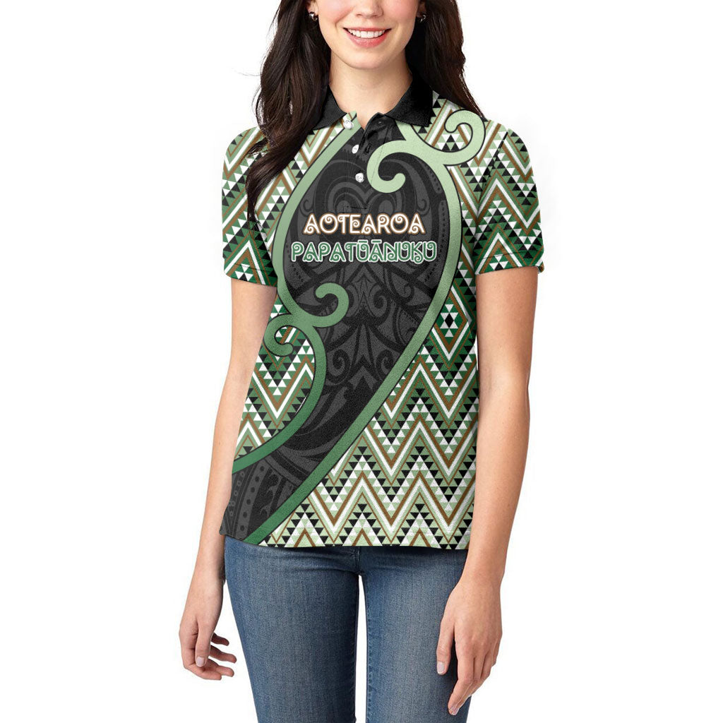 Custom Aotearoa Atua Papatuanuku Women Polo Shirt Earth Mother Father Koru Patterns