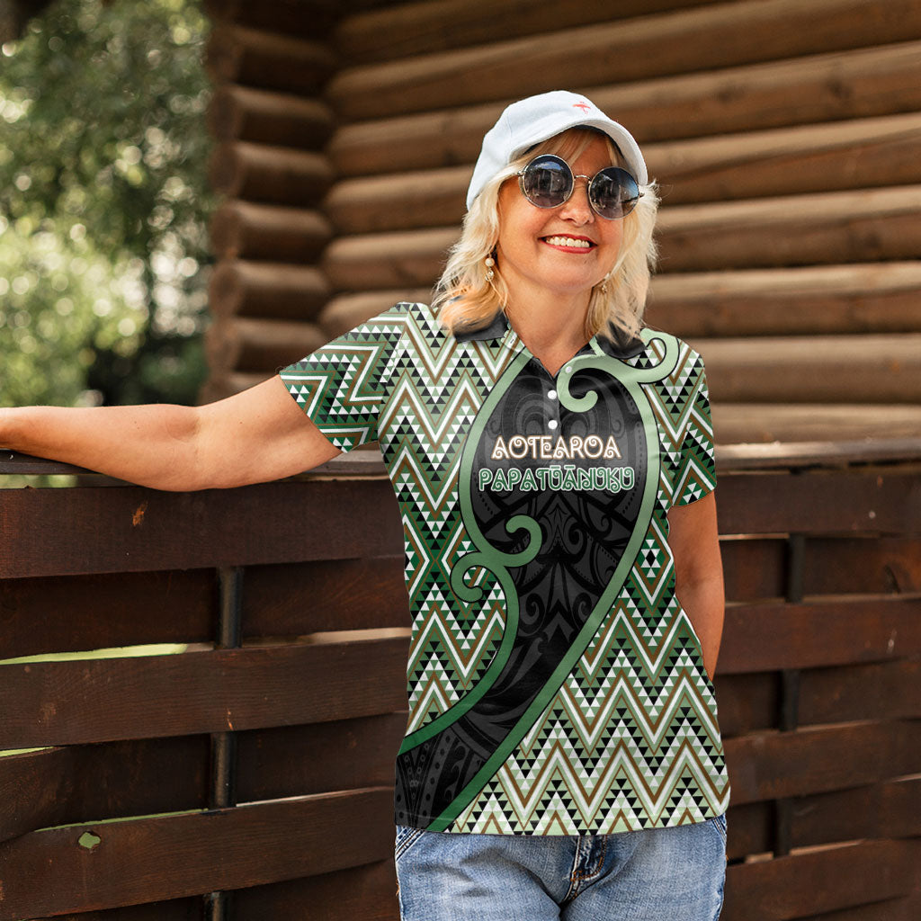 Custom Aotearoa Atua Papatuanuku Women Polo Shirt Earth Mother Father Koru Patterns