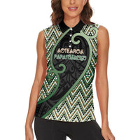 Custom Aotearoa Atua Papatuanuku Women Sleeveless Polo Shirt Earth Mother Father Koru Patterns
