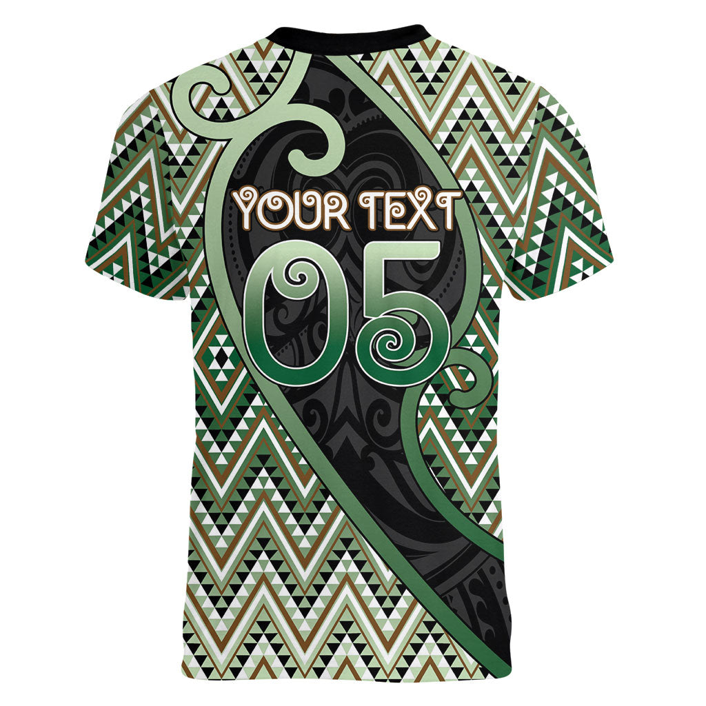 Custom Aotearoa Atua Papatuanuku Women V-Neck T-Shirt Earth Mother Father Koru Patterns