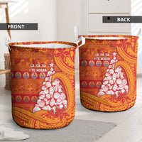 French Polynesia Christmas Laundry Basket Seashell Xmas Tree Tribal Waves - Polynesian Pride