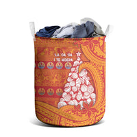 French Polynesia Christmas Laundry Basket Seashell Xmas Tree Tribal Waves - Polynesian Pride