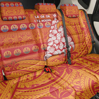 French Polynesia Christmas Back Car Seat Cover Seashell Xmas Tree Tribal Waves - Polynesian Pride
