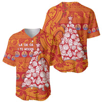 French Polynesia Christmas Baseball Jersey Seashell Xmas Tree Tribal Waves - Polynesian Pride
