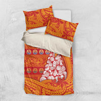 French Polynesia Christmas Bedding Set Seashell Xmas Tree Tribal Waves - Polynesian Pride