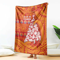 French Polynesia Christmas Blanket Seashell Xmas Tree Tribal Waves - Polynesian Pride