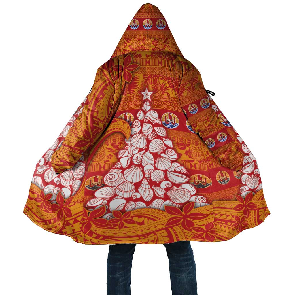 French Polynesia Christmas Cloak Seashell Xmas Tree Tribal Waves - Polynesian Pride