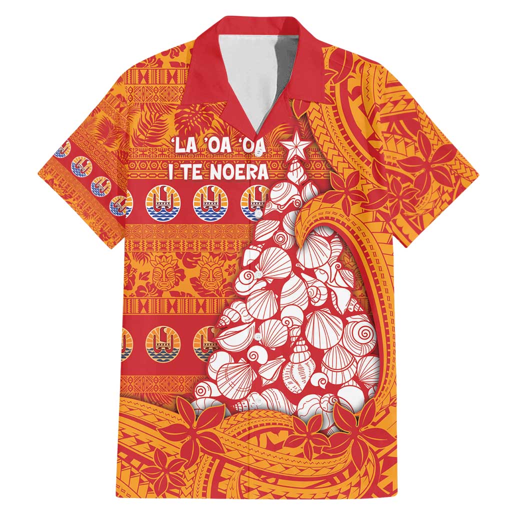 French Polynesia Christmas Family Matching Mermaid Dress and Hawaiian Shirt Seashell Xmas Tree Tribal Waves - Polynesian Pride