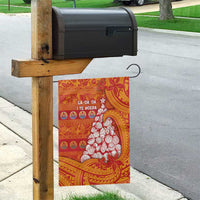 French Polynesia Christmas Garden Flag Seashell Xmas Tree Tribal Waves - Polynesian Pride